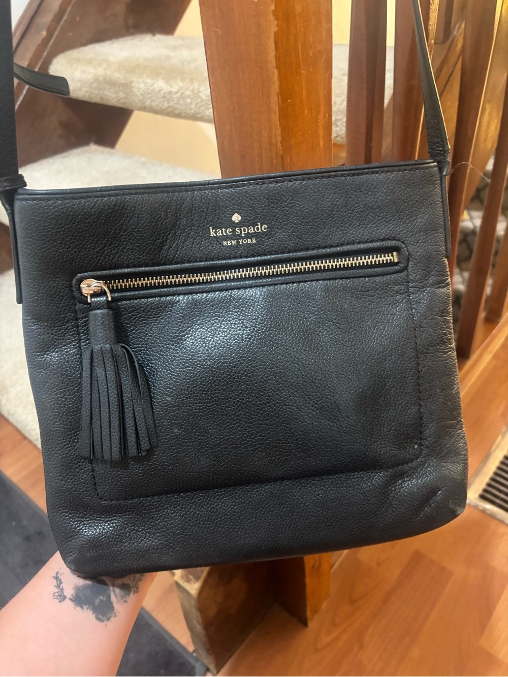 kate spade Black Leather Tassel Crossbody Bag - Picture 1 of 4
